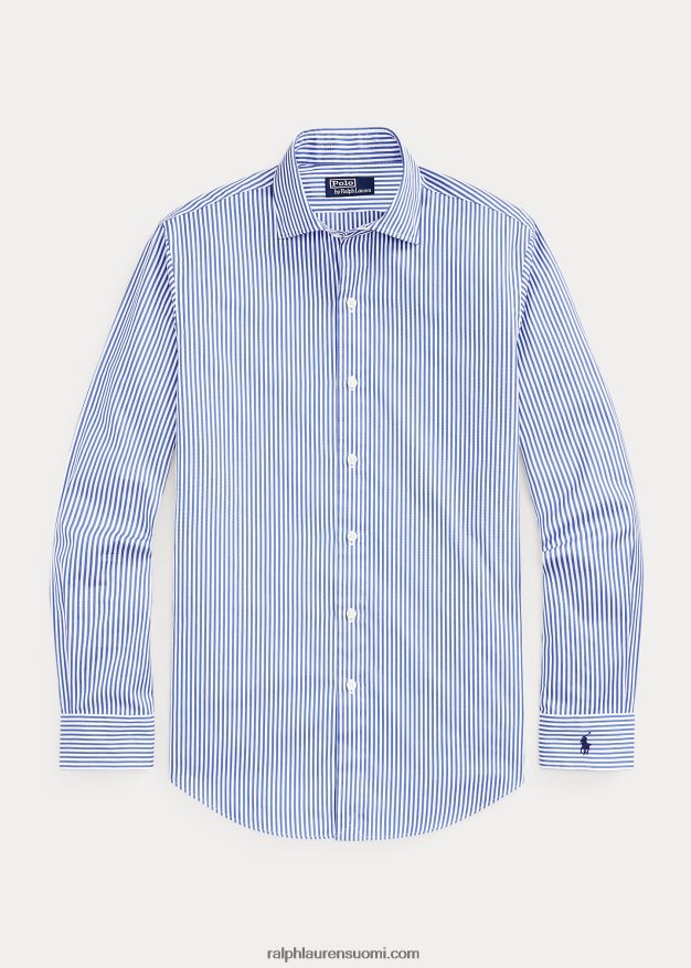 Ralph Lauren sukupuolineutraali mittatilaustyönä raidallinen popliinipaita 0Z24ZR123 sinivalkoinen