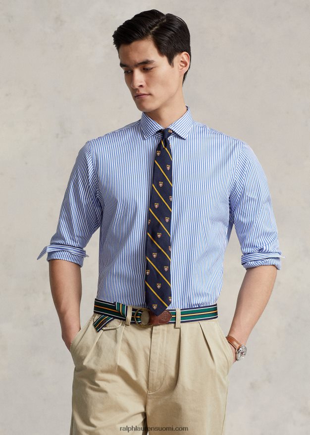 Ralph Lauren sukupuolineutraali mittatilaustyönä raidallinen popliinipaita 0Z24ZR123 sinivalkoinen
