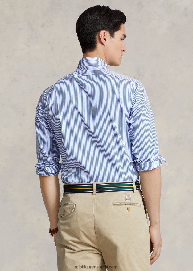 Ralph Lauren sukupuolineutraali mittatilaustyönä raidallinen popliinipaita 0Z24ZR123 sinivalkoinen