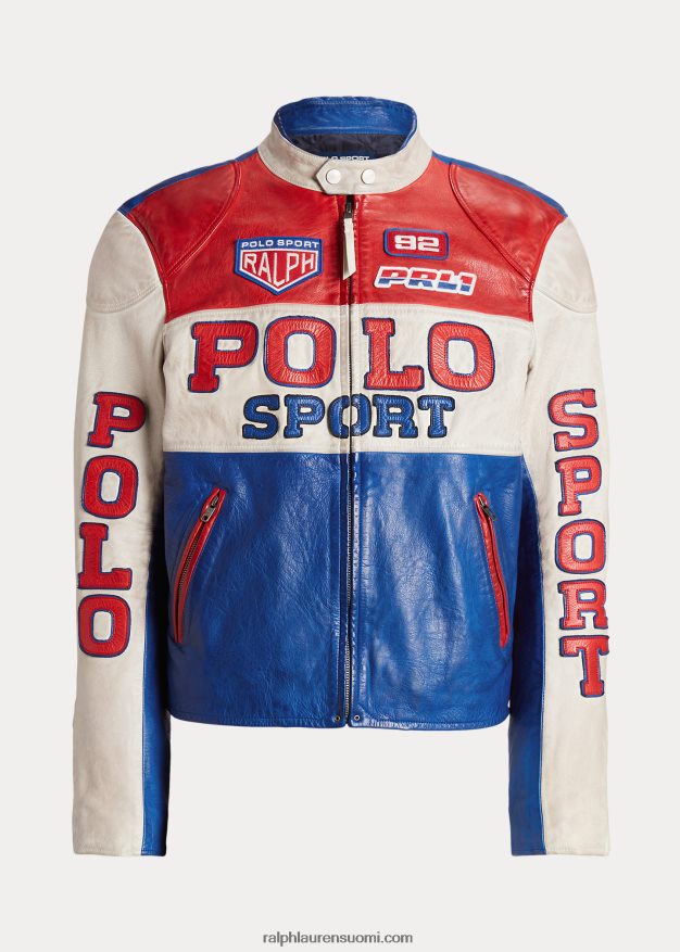 Ralph Lauren sukupuolineutraali polo sport nahkainen cafe racer -takki 0Z24ZR1113 safiiritähti multi