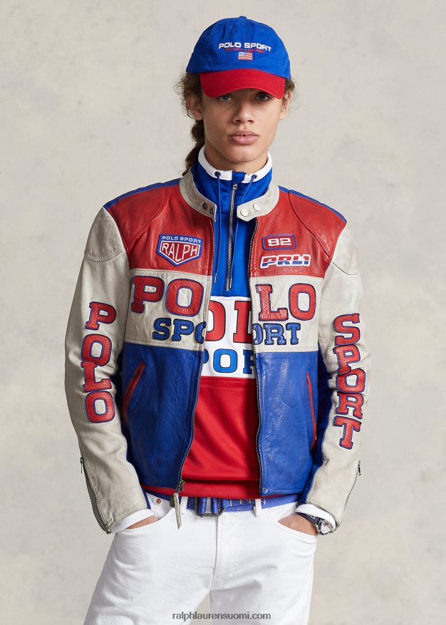 Ralph Lauren sukupuolineutraali polo sport nahkainen cafe racer -takki 0Z24ZR1113 safiiritähti multi