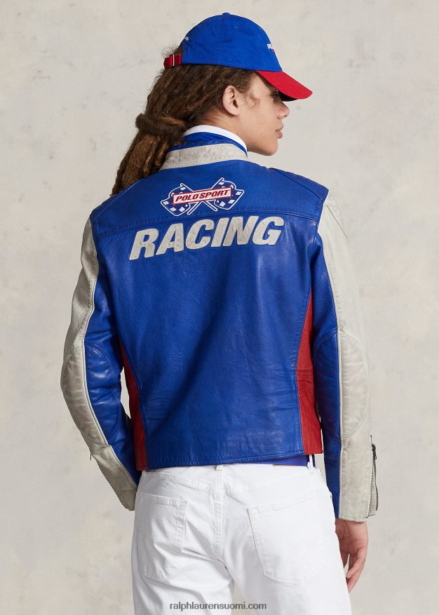 Ralph Lauren sukupuolineutraali polo sport nahkainen cafe racer -takki 0Z24ZR1113 safiiritähti multi