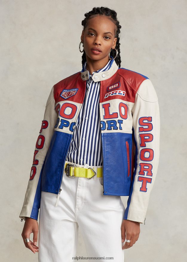 Ralph Lauren sukupuolineutraali polo sport nahkainen cafe racer -takki 0Z24ZR1113 safiiritähti multi