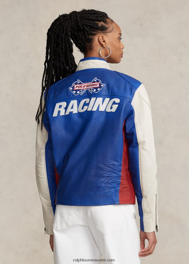 Ralph Lauren sukupuolineutraali polo sport nahkainen cafe racer -takki 0Z24ZR1113 safiiritähti multi