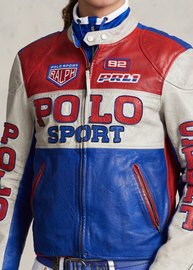 Ralph Lauren sukupuolineutraali polo sport nahkainen cafe racer -takki 0Z24ZR1113 safiiritähti multi