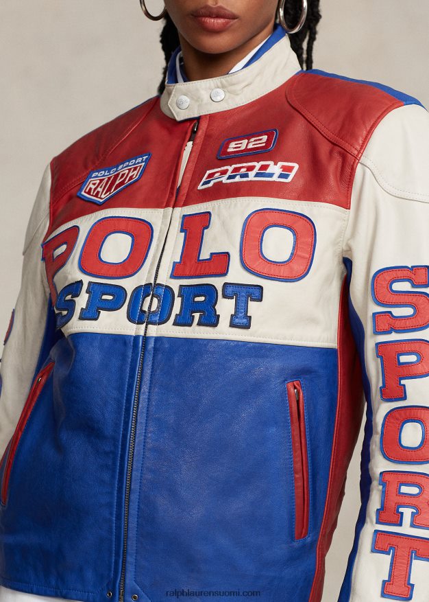 Ralph Lauren sukupuolineutraali polo sport nahkainen cafe racer -takki 0Z24ZR1113 safiiritähti multi