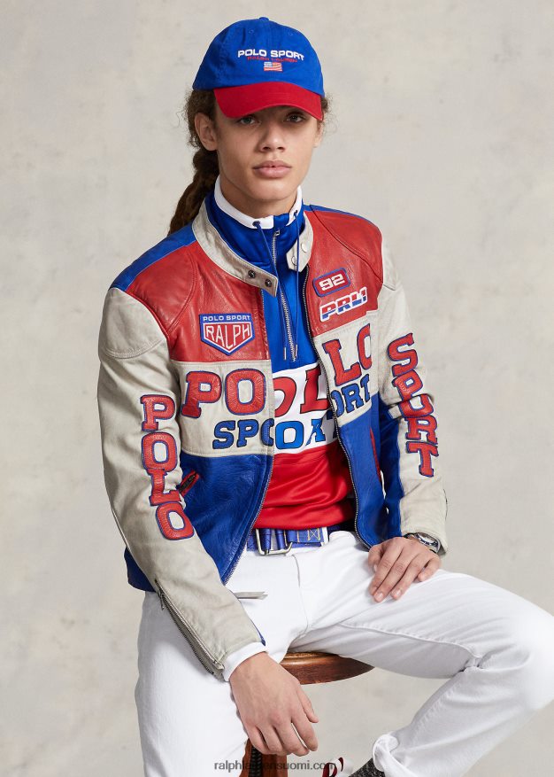Ralph Lauren sukupuolineutraali polo sport nahkainen cafe racer -takki 0Z24ZR1113 safiiritähti multi
