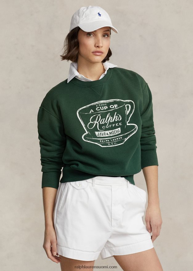 Ralph Lauren sukupuolineutraali kahvinkaula-neulepaita 0Z24ZR449 vihreä