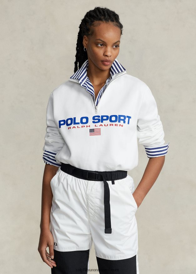 Ralph Lauren sukupuolineutraali polo sport fleece-huppari 0Z24ZR896 valkoinen