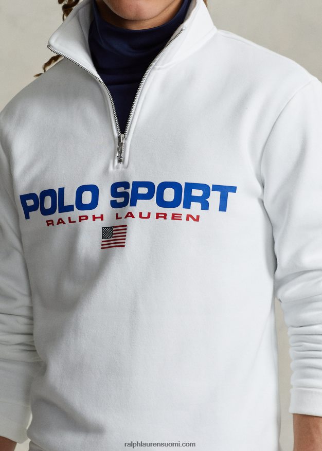 Ralph Lauren sukupuolineutraali polo sport fleece-huppari 0Z24ZR896 valkoinen