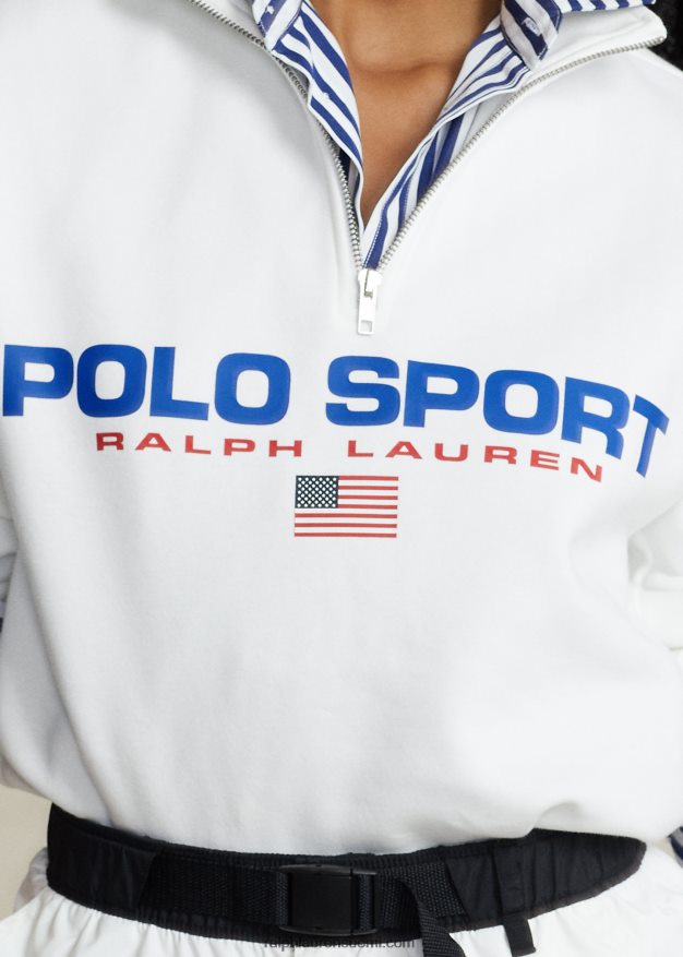 Ralph Lauren sukupuolineutraali polo sport fleece-huppari 0Z24ZR896 valkoinen