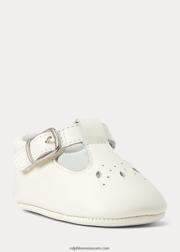 Ralph Lauren vauva laurien nahkainen t-hihna mary jane 0Z24ZR8130 pergamentti kerma