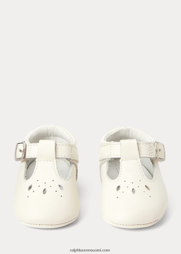 Ralph Lauren vauva laurien nahkainen t-hihna mary jane 0Z24ZR8130 pergamentti kerma