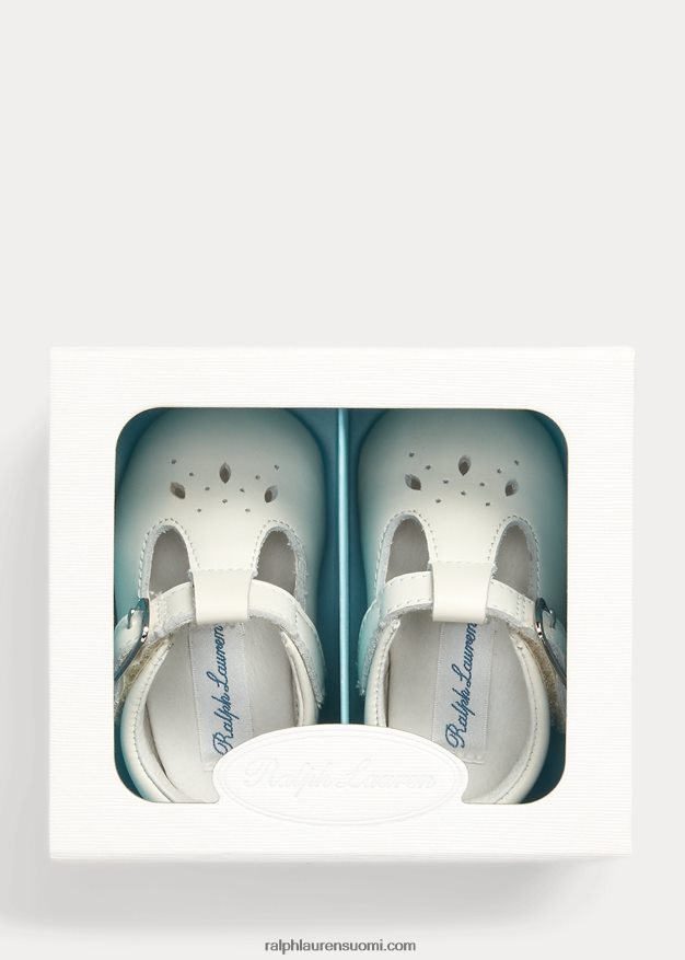 Ralph Lauren vauva laurien nahkainen t-hihna mary jane 0Z24ZR8130 pergamentti kerma