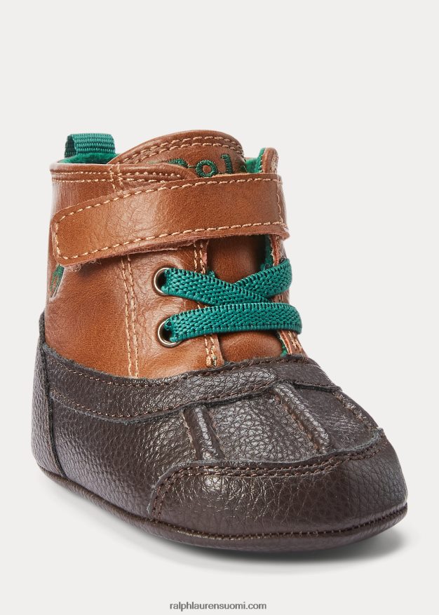 Ralph Lauren vauva barnes ii keinonahkasaappaat 0Z24ZR8350 rusketus kiillotettu