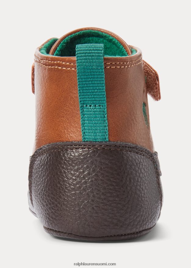 Ralph Lauren vauva barnes ii keinonahkasaappaat 0Z24ZR8350 rusketus kiillotettu