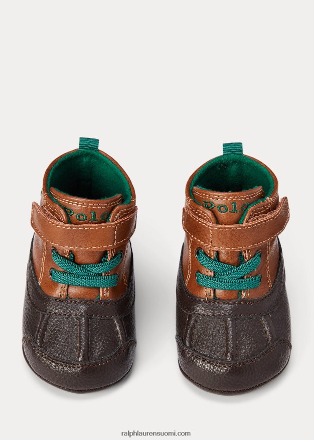 Ralph Lauren vauva barnes ii keinonahkasaappaat 0Z24ZR8350 rusketus kiillotettu