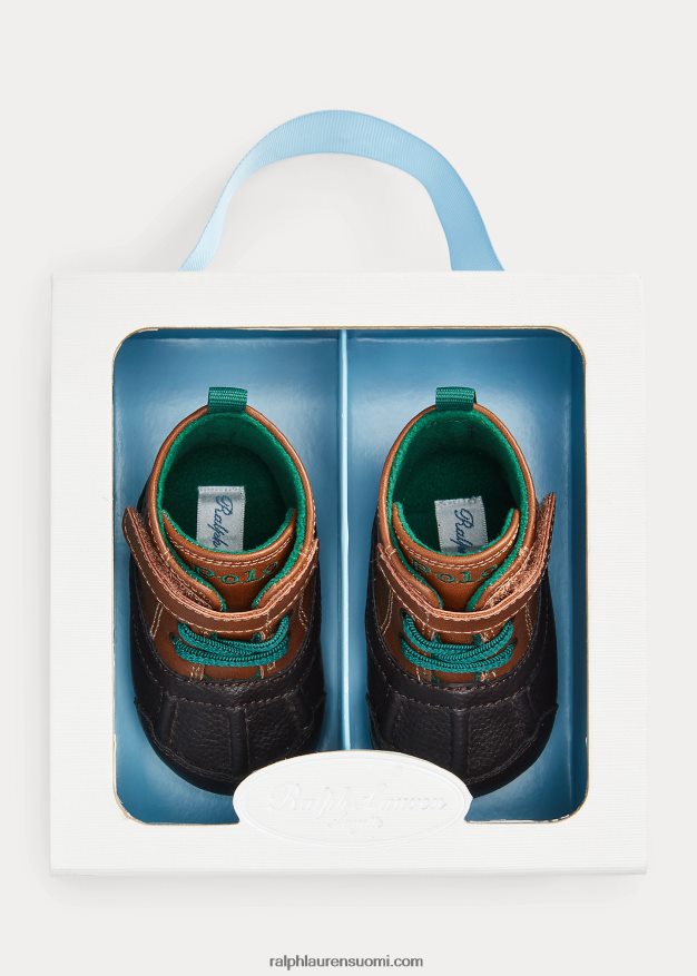 Ralph Lauren vauva barnes ii keinonahkasaappaat 0Z24ZR8350 rusketus kiillotettu