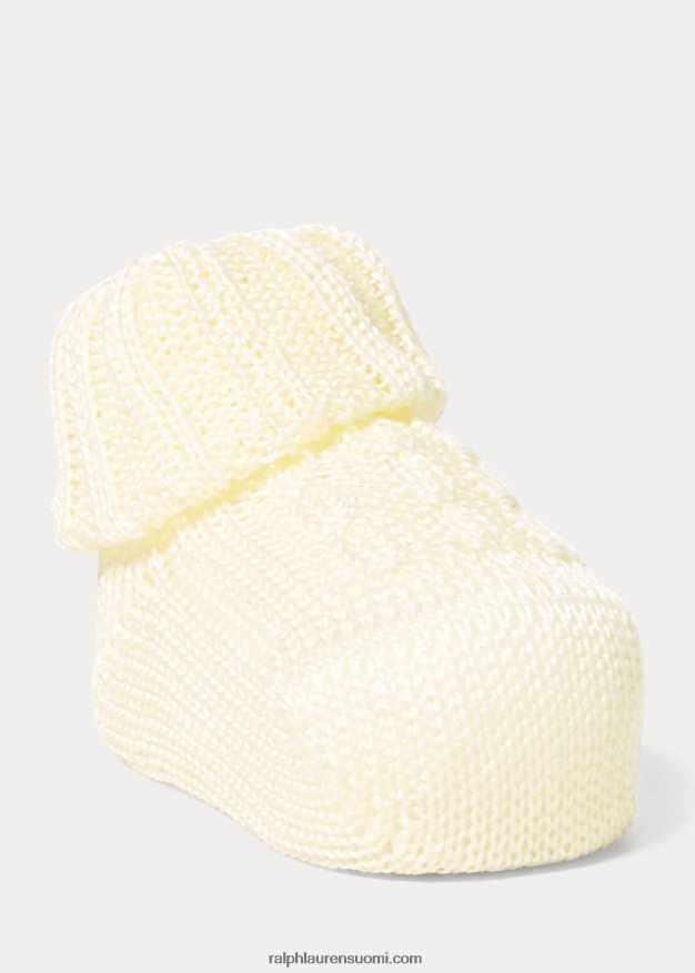 Ralph Lauren vauva kaapelineulotut puuvillasaappaat 0Z24ZR8044 pehmeä keltainen