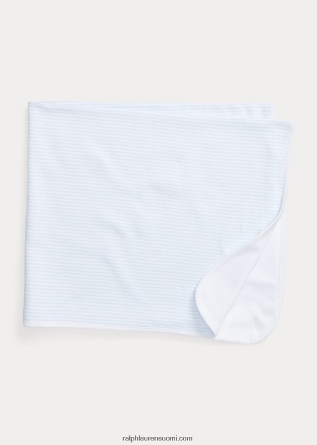 Ralph Lauren vauva raidallinen luomupuuvillapeitto 0Z24ZR8085 beryllinsininen/valkoinen