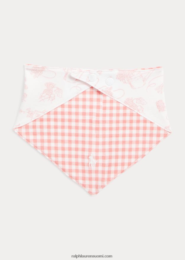 Ralph Lauren vauva käännettävä puuvillainen interlock-lappu 0Z24ZR8068 vaaleanpunainen puutarha/gingham