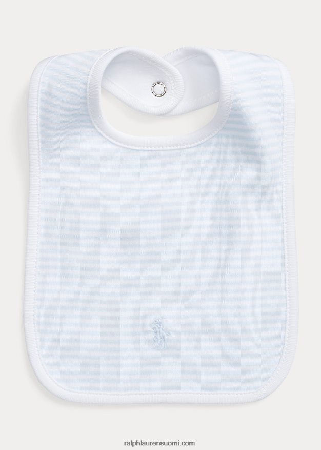Ralph Lauren vauva raidallinen luomupuuvillalappu 0Z24ZR8064 beryllinsininen/valkoinen