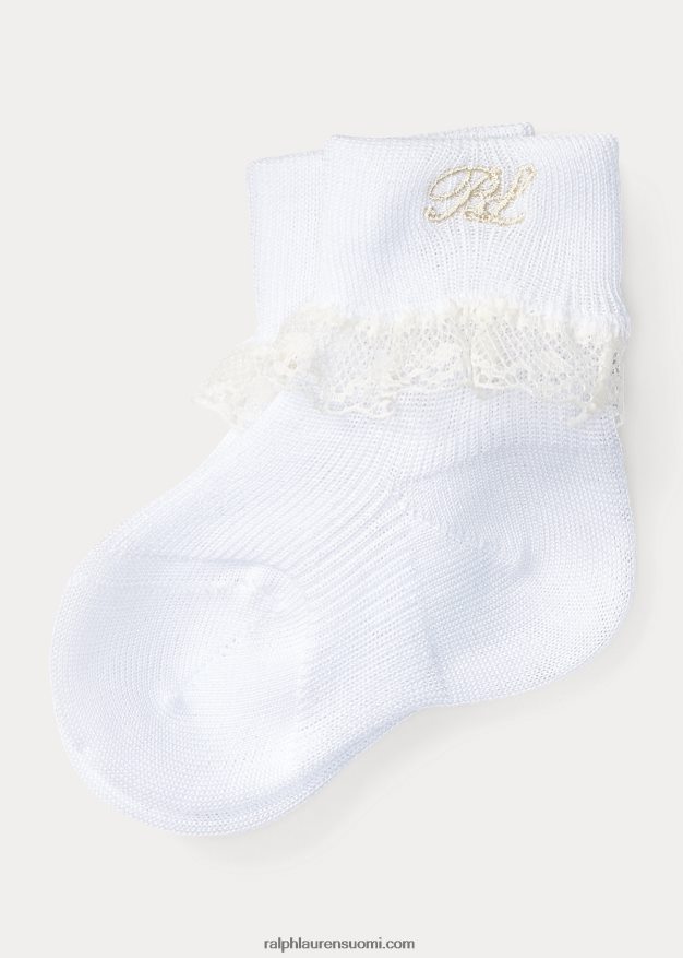 Ralph Lauren vauva pitsireunaiset puuvillasukat 0Z24ZR8056