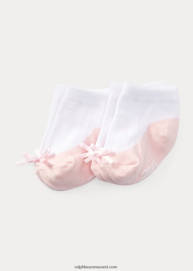 Ralph Lauren vauva puuvillasekoitettu sukka 2 kpl 0Z24ZR8055 valkoinen/vaaleanpunainen