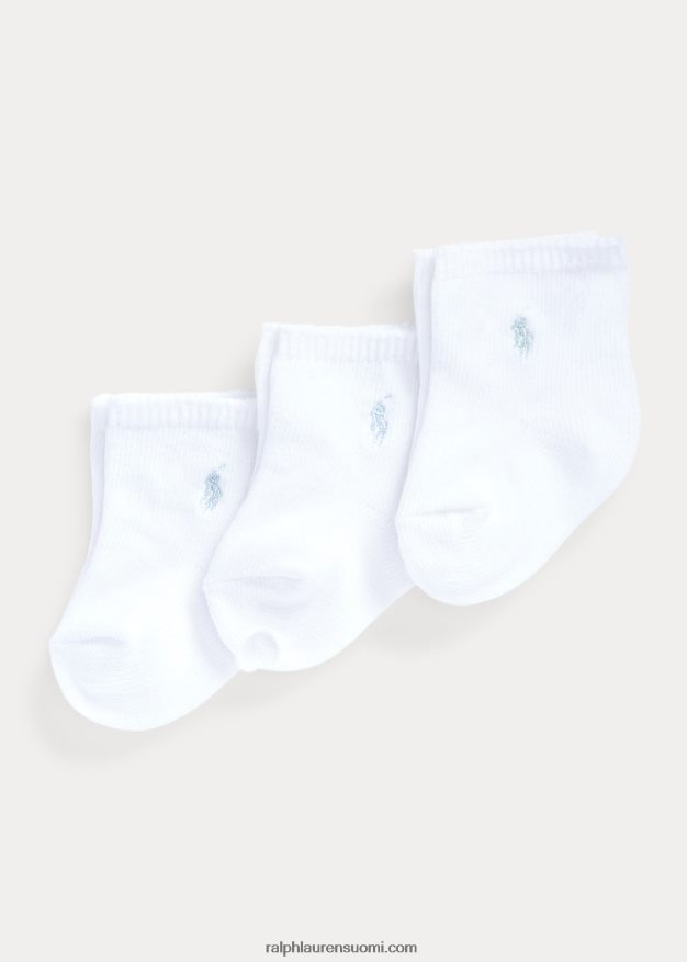 Ralph Lauren vauva stretch crew sukka 3 kpl 0Z24ZR8050 valkoinen