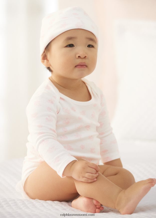 Ralph Lauren vauva karhukuvioinen luomupuuvillabody 0Z24ZR8166 pinkki multi