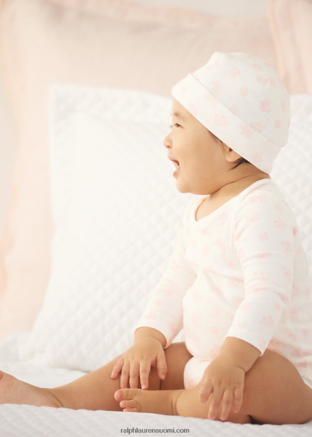 Ralph Lauren vauva karhukuvioinen luomupuuvillabody 0Z24ZR8166 pinkki multi