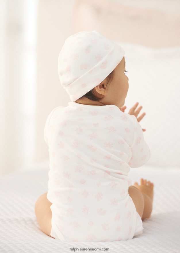 Ralph Lauren vauva karhukuvioinen luomupuuvillabody 0Z24ZR8166 pinkki multi