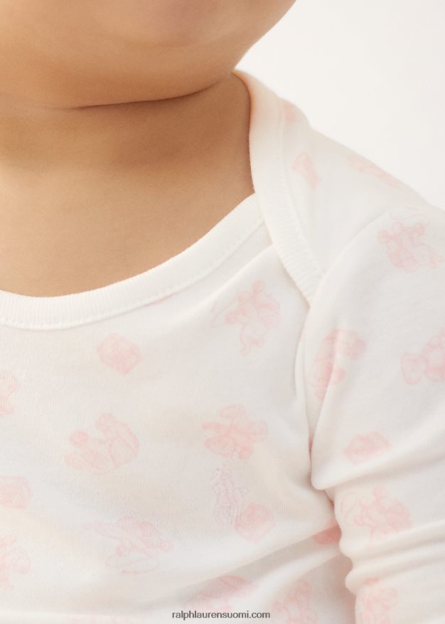 Ralph Lauren vauva karhukuvioinen luomupuuvillabody 0Z24ZR8166 pinkki multi