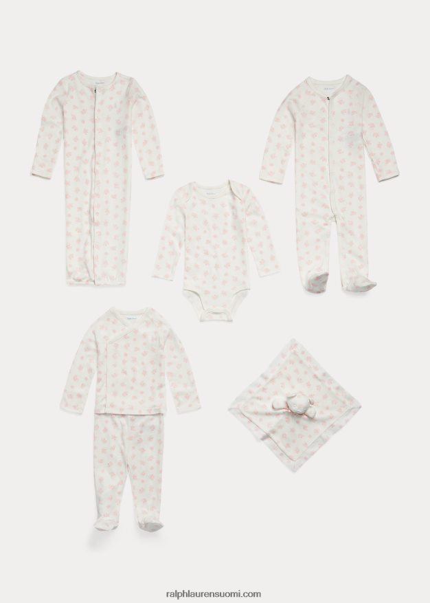 Ralph Lauren vauva karhukuvioinen luomupuuvillabody 0Z24ZR8166 pinkki multi