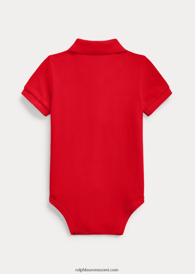 Ralph Lauren vauva puuvillaverkkomainen poolobody 0Z24ZR7683 Rl 2000 punainen