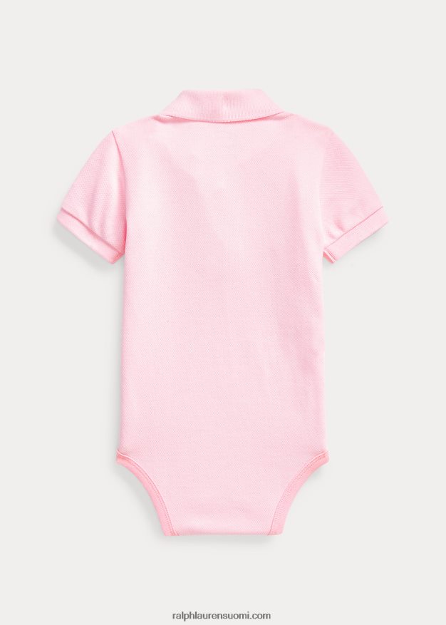 Ralph Lauren vauva puuvillaverkkomainen poolobody 0Z24ZR7685 karmelin pinkki
