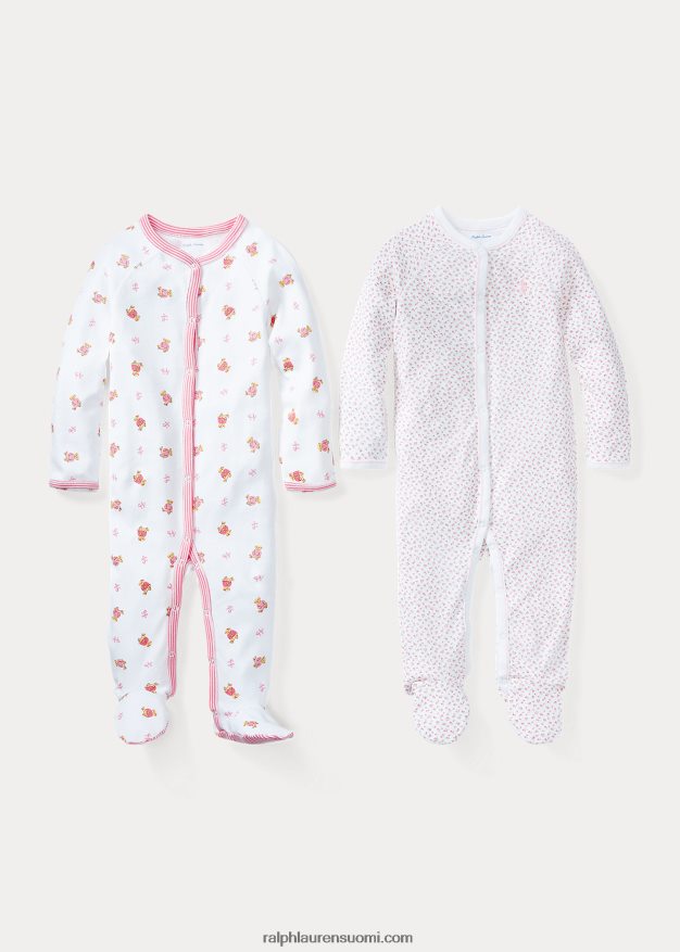 Ralph Lauren vauva kukkainen puuvillajalkainen haalari 0Z24ZR7721 valkoinen multi