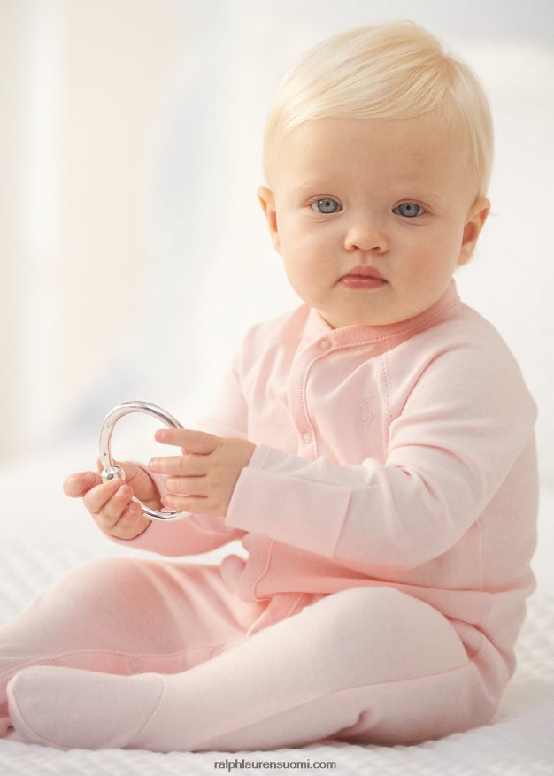 Ralph Lauren vauva luomupuuvillajalkainen haalari 0Z24ZR7717 herkkä pinkki