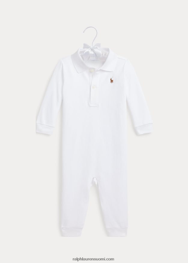Ralph Lauren vauva pehmeä puuvillainen poolohaalari 0Z24ZR7740 valkoinen