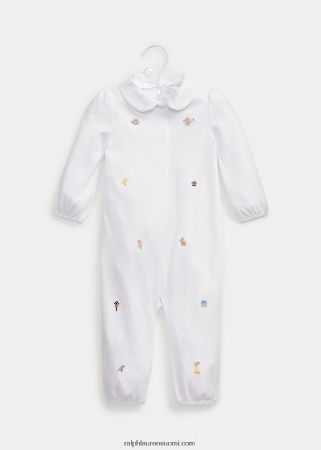 Ralph Lauren vauva puutarha-kirjontapuuvillahaalari 0Z24ZR7745 valkoinen