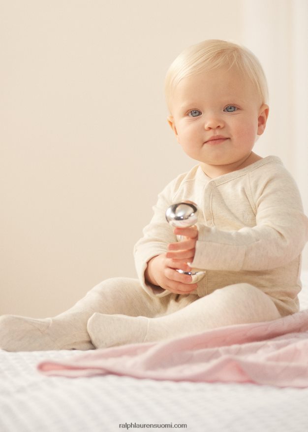 Ralph Lauren vauva puuvillainen interlock-jalkainen haalari 0Z24ZR10014 kaurapuuro kanerva