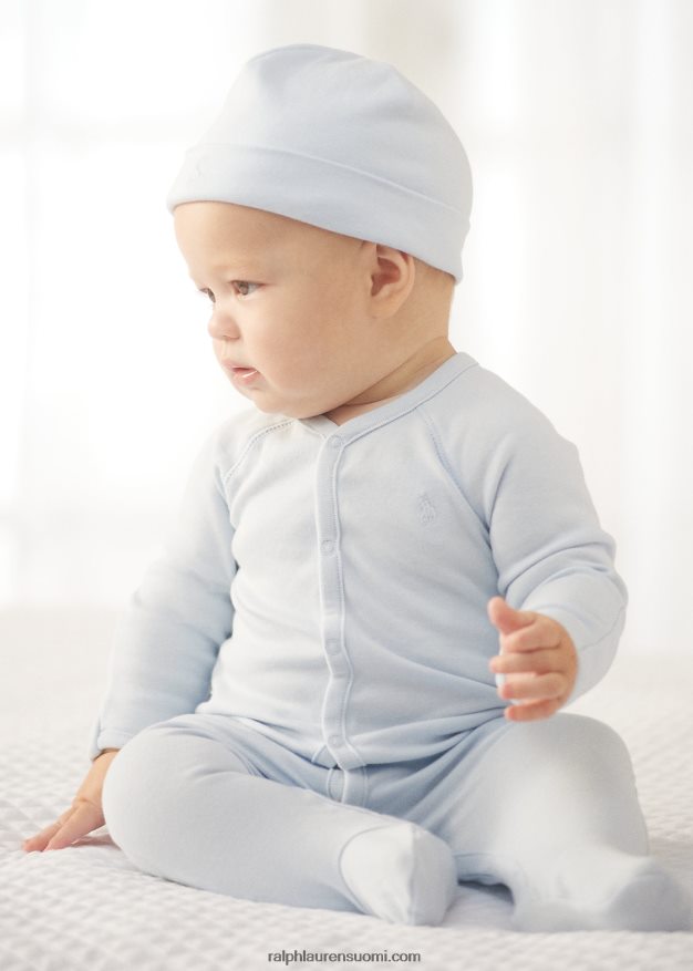 Ralph Lauren vauva puuvillainen interlock-jalkainen haalari 0Z24ZR7726 berylinsininen