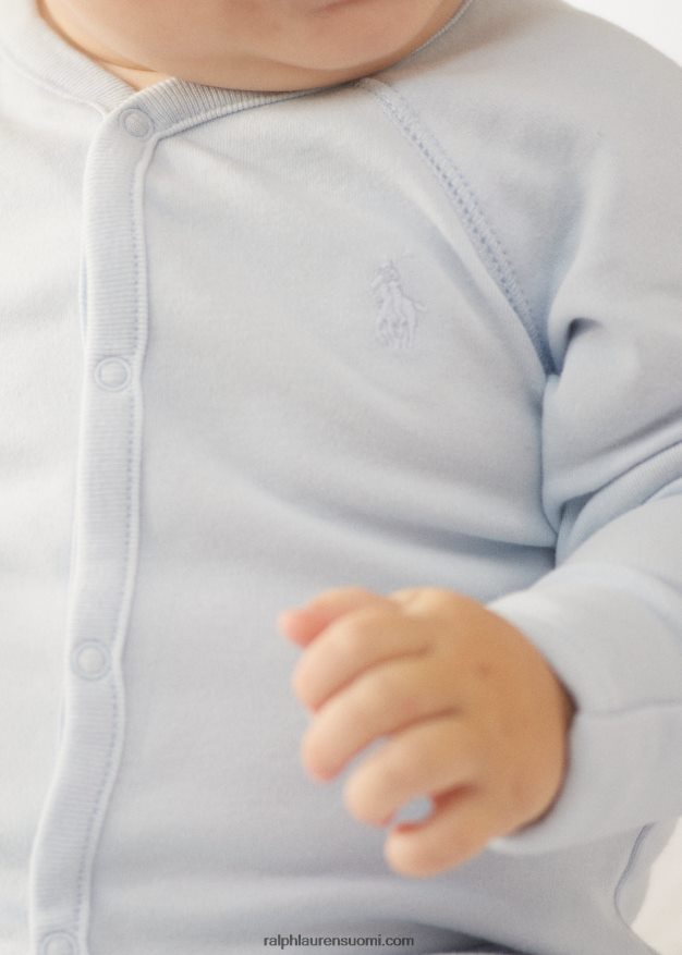 Ralph Lauren vauva puuvillainen interlock-jalkainen haalari 0Z24ZR7726 berylinsininen