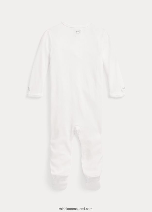Ralph Lauren vauva puuvillainen interlock-jalkainen haalari 0Z24ZR7753 valkoinen