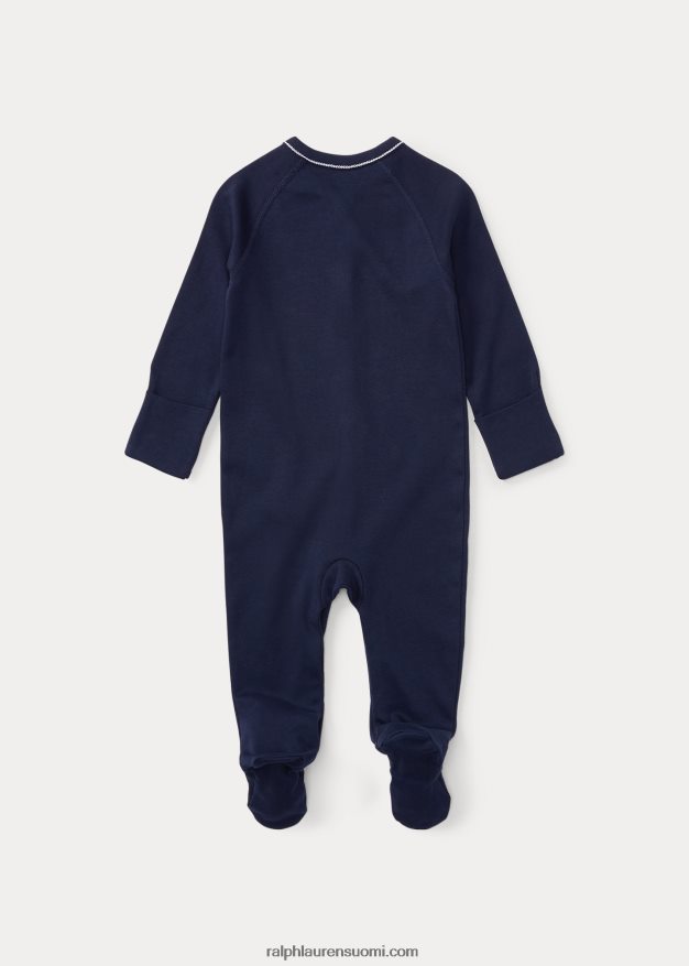 Ralph Lauren vauva puuvillajerseyjalkainen haalari 0Z24ZR7713 hienostunut laivasto