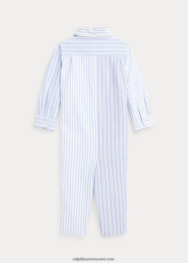 Ralph Lauren vauva raidallinen puuvilla oxford hauska haalari 0Z24ZR8170 sininen hauska paita