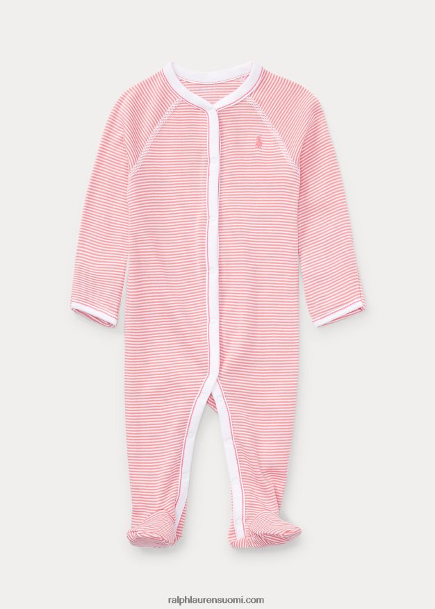 Ralph Lauren vauva raidallinen puuvillajalkainen haalari 0Z24ZR7718 paisley pink multi