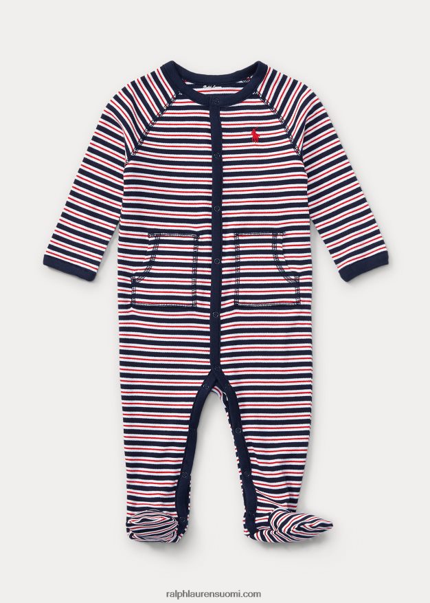 Ralph Lauren vauva raidallinen puuvillajalkainen haalari 0Z24ZR7723 hienostunut navy multi