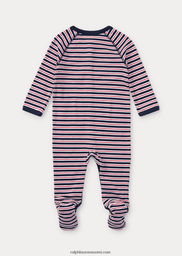 Ralph Lauren vauva raidallinen puuvillajalkainen haalari 0Z24ZR7723 hienostunut navy multi