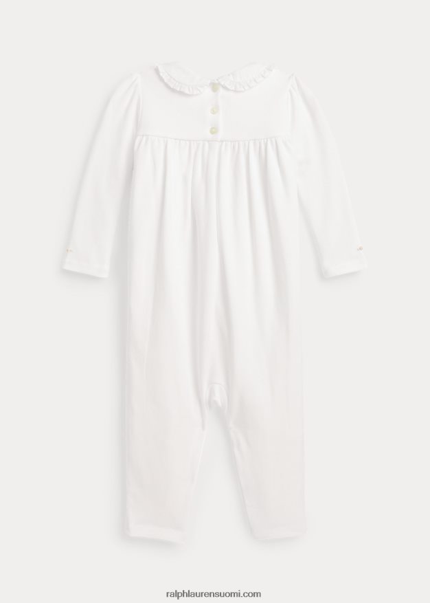 Ralph Lauren vauva smokkeroitu luomupuuvillahaalari 0Z24ZR7744 valkoinen